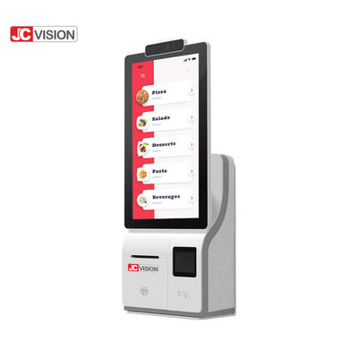JCVISION Beyaz 15,6 İnç Self Servis Self Servis Ödeme Kiosk Android 11.0 Masaüstü POS Makinesi