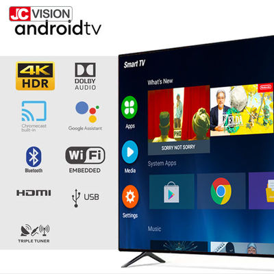 JCVISION 65 İnç Akıllı TV İç Mekan Dijital Tabela Ekranları Çok Dilli OSD ile