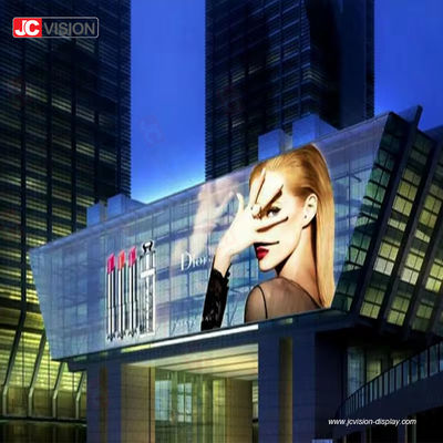 JCVISION Yüksek Parlaklık Şeffaf LED Ekran Cam Pencere Video Duvarı