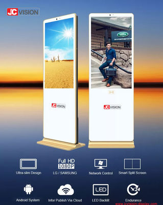 Android/Windows OS 65 inç Beyaz Zemin Standı Dijital Tabela, 4k- 7/24 G/H Gösterimi İçin
