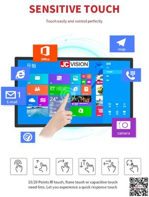 JCVISION 1080P 4K dokunmatik ekran paneli 32 42 50 55 65 inç dokunmatik ekranlı ekran monitörü interaktif kiosk
