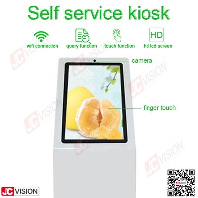 Jcvision 21.5 İnç Self Servis Dijital İnteraktif Bilgi Kiosk L Tipi Dikey Ekran Dokunmatik Ekran Kiosk Beyaz