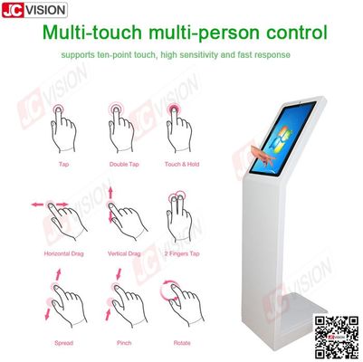 Jcvision 21.5 İnç Self Servis Dijital İnteraktif Bilgi Kiosk L Tipi Dikey Ekran Dokunmatik Ekran Kiosk Beyaz