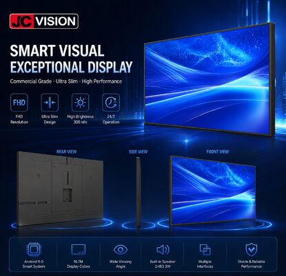 JCVision 50-Inch Indoor Digital Signage Display – E-LED Backlit, Wide Viewing Angle, Wall Mount Light Box for Retail & Hospitality (HD-352C)