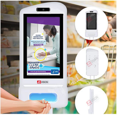 JCVISION Yüz Tanıma Ateş Ölçer El Dezenfektanı Reklam Kiosk