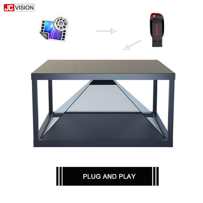 360 Derece Şeffaf LCD Ekran Vitrin 3D Holografik Ekran Piramit 80x80CM