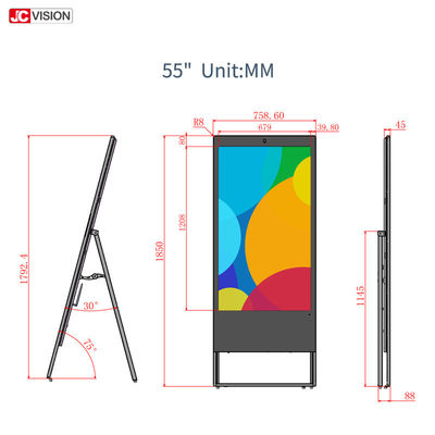 Taşınabilir 450 cd/m2 43" Reklam LCD Dijital İşaret Cms Yazılımı