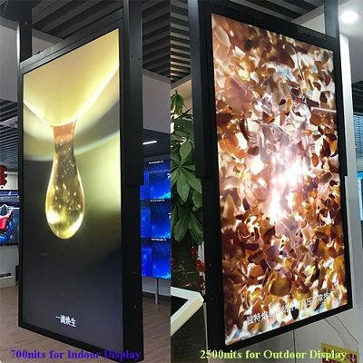 Yüksek parlaklıklı çift taraflı 49 inç LCD Pencere Ekranı Ticari için