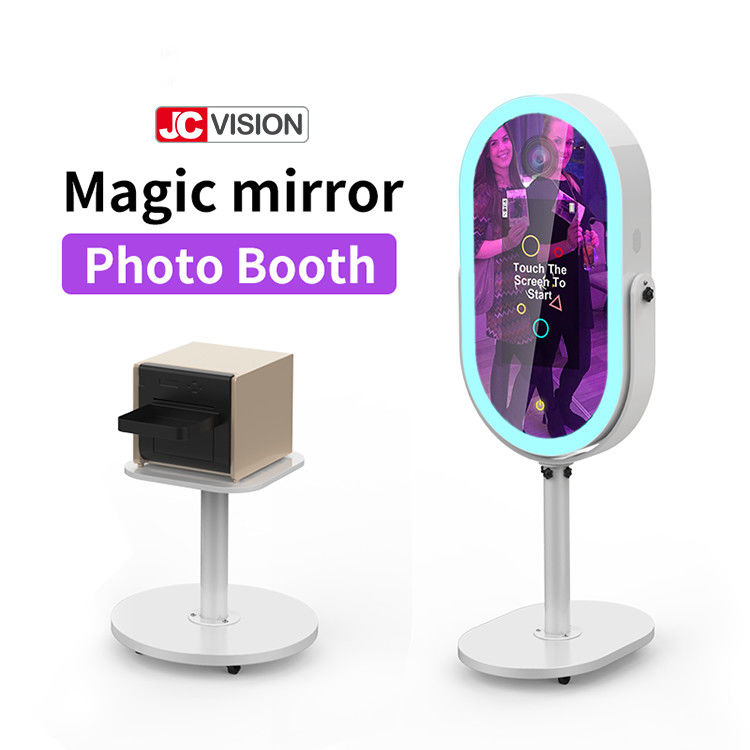 Akıllı taşınabilir ayna standı Kiosk, selfie ayna fotoğraf standı Printer ile 21.5 inç